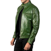 Distressed Green Leather Jackets for Men